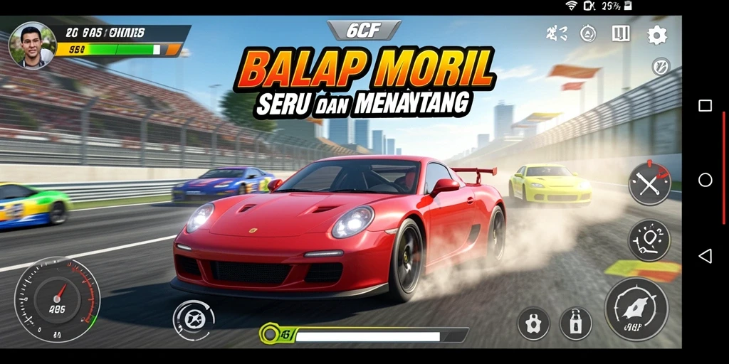 Gameplay Racing seru dan menantang di 6CF.