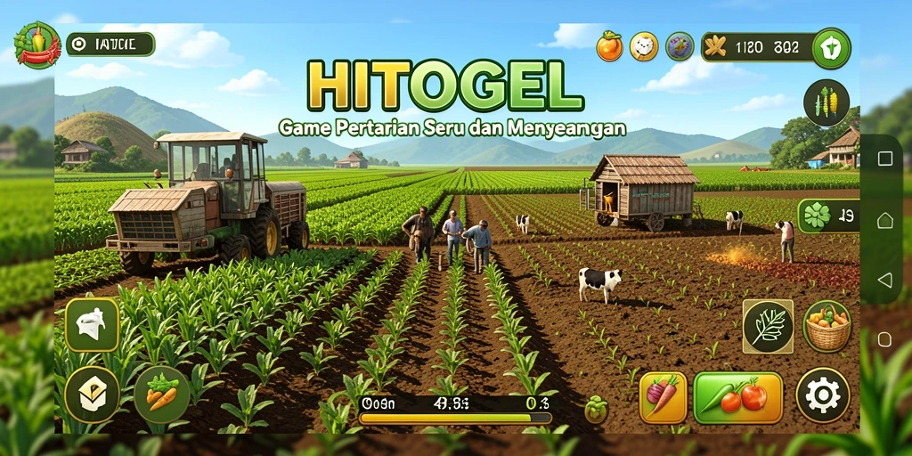 Tampilan seru gameplay HITOGEL dalam dunia pertanian