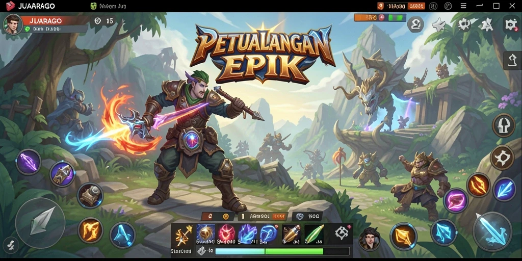 Gameplay seru dan penuh aksi dalam JUARAGO ARPG.