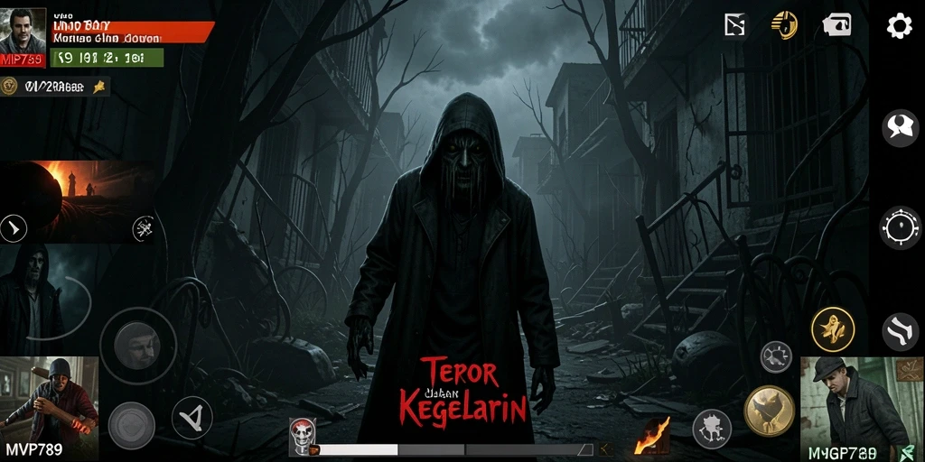 Tampak gameplay menyeramkan dalam dunia kegelapan.