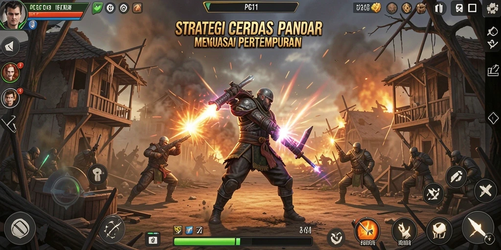 Screenshot PG11 menampilkan pertempuran strategi yang intens dan mendebarkan.