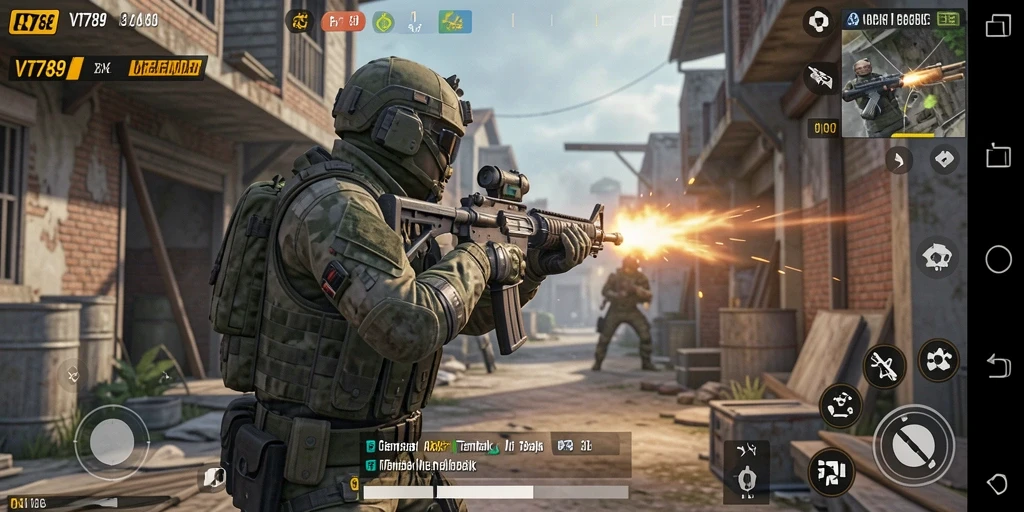 Tampilan gameplay seru dalam VT789 dengan aksi tembak menembak yang mendebarkan.